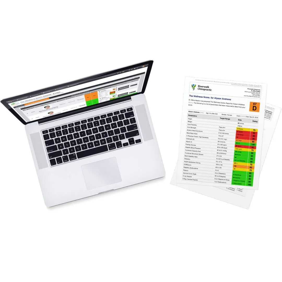 Persoonlijk Wellness Score-rapport met laptop